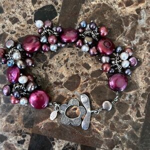 Oli Deep Purple and Silver Pearl Bracelet